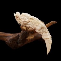 鹿角雕刻手工雕刻龙牙尖雕刻盘龙牙雕手把摆件