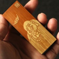 纯手工留青雕刻老玉竹牙签盒竹雕