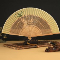 非遗工艺品特产檀香扇紫檀木折扇檀香镂空扇
