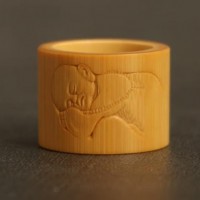 纯手工雕刻老玉竹文玩扳指