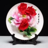 洛阳唐三彩牡丹瓷摆件家居装饰品工艺品